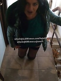 Down jacket fetish with hot cumshot on puffy jacket